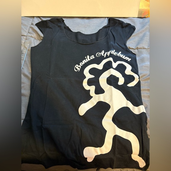 American Apparel Bonita Applebum Black and White Graphic Tank Top - Picture 1 of 3